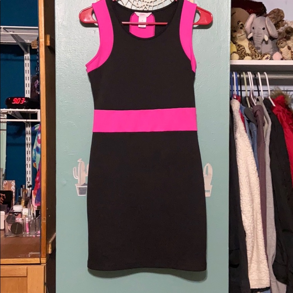 Candie's pink and black thick strap dress